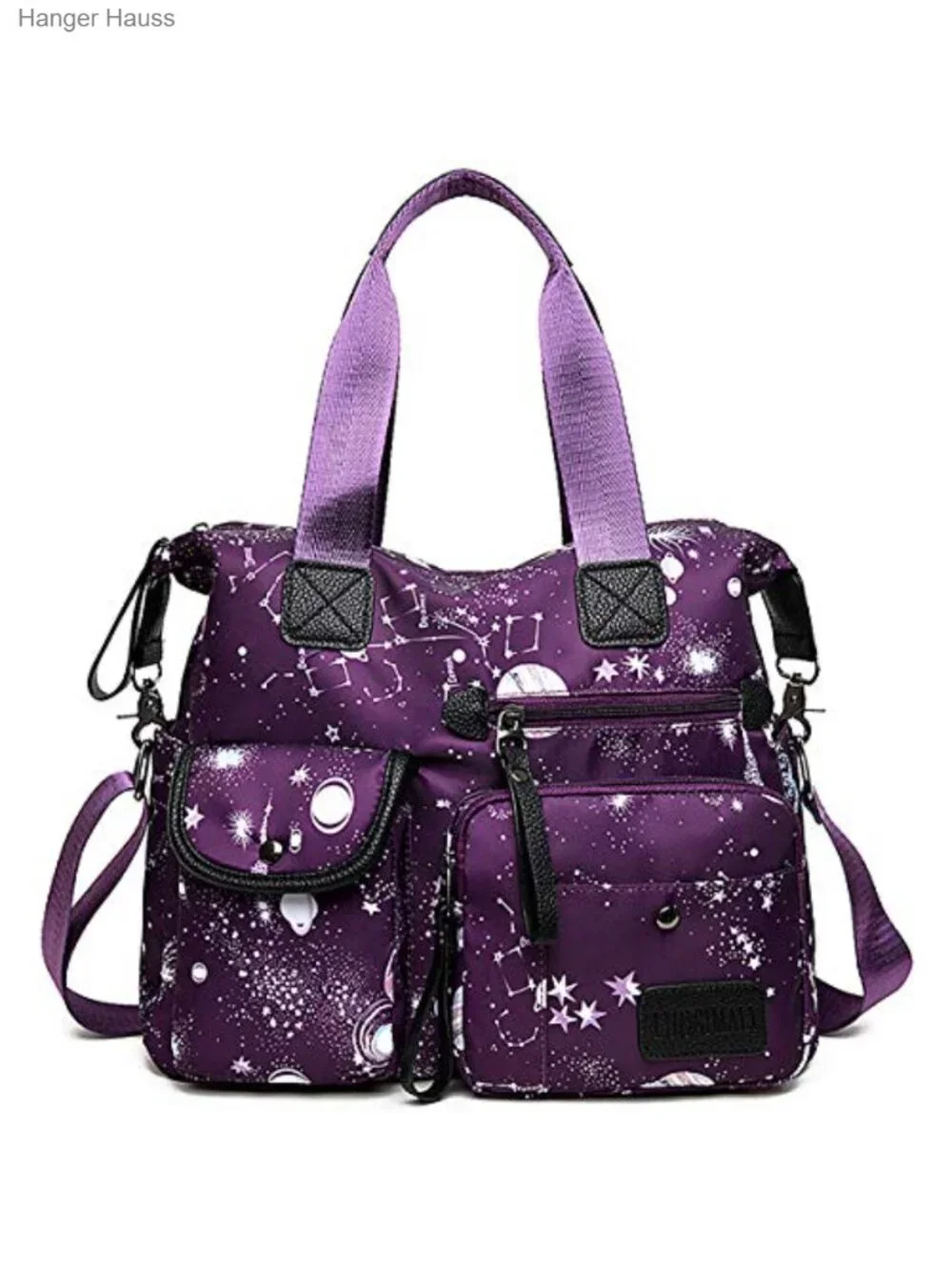 Nylon Tote Bag with Pockets, Shoulder Crossbody Satchel for Work